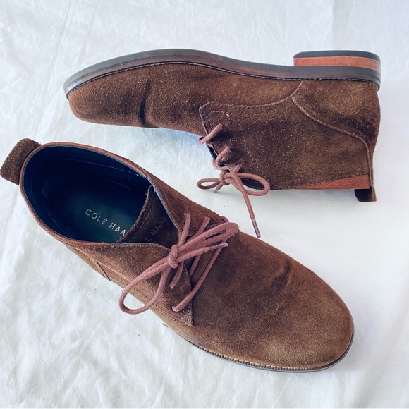 COLE HAAN Men\'s Ogden Stitch Chukka Boots Brown Suede Leather Laces Oxfords main image 11